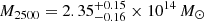 $ M_{2500} = 2.35^{+0.15}_{-0.16} \times 10^{14} \,{M}_{\odot} $