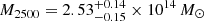 $ M_{2500} = 2.53^{+0.14}_{-0.15} \times 10^{14} \,{M}_{\odot} $