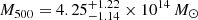 $ M_{500} = 4.25^{+1.22}_{-1.14} \times 10^{14} \,{M}_{\odot} $