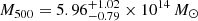 $ M_{500} = 5.96^{+1.02}_{-0.79} \times 10^{14} \,{M}_{\odot} $