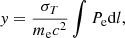 $$ \begin{aligned} { y} = \frac{\sigma _{T}}{m_{\rm e}c^{2}} \int P_{\rm e} \mathrm{d} l ,\end{aligned} $$