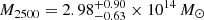 $ M_{2500} = 2.98^{+0.90}_{-0.63} \times 10^{14} \,{M}_{\odot} $