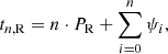 $$ \begin{aligned} t_{n,\mathrm{R}} = n\cdot P_{\rm R} + \sum _{i=0}^n \psi _i , \end{aligned} $$