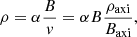 $$ \begin{aligned} \rho = \alpha \dfrac{B}{{v}}= \alpha B\dfrac{\rho _{\rm axi}}{B_{\rm axi}} {,} \end{aligned} $$