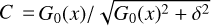 $C = {{{G_0}\left( x \right)} \mathord{\left/ {\vphantom {{{G_0}\left( x \right)} {\sqrt {{G_0}{{\left( x \right)}^2} + {\delta ^2}} }}} \right. \kern-\nulldelimiterspace} {\sqrt {{G_0}{{\left( x \right)}^2} + {\delta ^2}} }}$