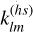 $k_{lm}^{\left( {h\,s} \right)}$