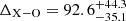 $ \Delta_\mathrm{X{-}O} = 92.6_{-35.1}^{+44.3} $