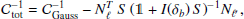 $$ \begin{aligned} \mathcal{C} _\mathrm{tot} ^{-1} = \mathcal{C} _\mathrm{Gauss} ^{-1} - N_\ell ^T \, S \, (\mathbb{1} +I(\delta _b) \, S)^{-1} N_{\ell ^{\prime }}, \end{aligned} $$
