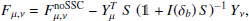 $$ \begin{aligned} F_{\mu ,\nu } = F_{\mu ,\nu }^\mathrm{noSSC} - Y_\mu ^T \ S \ (\mathbb{1} +I(\delta _b) \, S)^{-1} \ Y_\nu , \end{aligned} $$