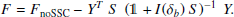 $$ \begin{aligned} F = F_\mathrm{noSSC} - Y^T \ S \ \left(\mathbb{1} +I(\delta _b) \ S\right)^{-1} \ Y. \end{aligned} $$