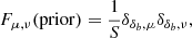 $$ \begin{aligned} F_{\mu ,\nu }(\mathrm{prior} ) = \frac{1}{S} \delta _{\delta _b,\mu } \delta _{\delta _b,\nu }, \end{aligned} $$