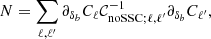 $$ \begin{aligned} N = \sum _{\ell ,\ell ^{\prime }} \partial _{\delta _b} C_\ell \mathcal{C} ^{-1}_{\mathrm{noSSC} ;\ell ,\ell ^{\prime }} \partial _{\delta _b} C_{\ell ^{\prime }}, \end{aligned} $$