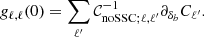 $$ \begin{aligned} g_{\ell ,\ell }(0) = \sum _{\ell ^{\prime }} \mathcal{C} ^{-1}_{\mathrm{noSSC} ;\ell ,\ell ^{\prime }} \partial _{\delta _b} C_{\ell ^{\prime }}. \end{aligned} $$