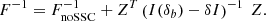 $$ \begin{aligned} F^{-1} = F^{-1}_\mathrm{noSSC} + Z^T \left(I(\delta _b)-\delta I\right)^{-1} \ Z. \end{aligned} $$