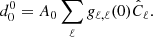 $$ \begin{aligned} d^0_0 = A_0 \sum _{\ell } g_{\ell ,\ell }(0) \hat{C}_\ell . \end{aligned} $$