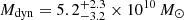 $ M_{\mathrm{dyn}}=5.2^{+2.3}_{-3.2}\times 10^{10}\,M_{\odot} $