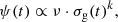 $$ \begin{aligned} \psi (t)\propto \nu \cdot \sigma _{\rm g}(t)^{k}, \end{aligned} $$
