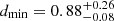 $ d_\mathrm{{min}}=0.88^{+0.26}_{-0.08} $