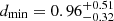 $ d_\mathrm{{min}}=0.96^{+0.51}_{-0.32} $