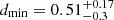 $ d_\mathrm{{min}}=0.51^{+0.17}_{-0.3} $