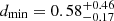 $ d_\mathrm{{min}}=0.58^{+0.46}_{-0.17} $