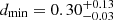 $ d_\mathrm{{min}}=0.30^{+0.13}_{-0.03} $