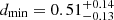 $ d_\mathrm{{min}}=0.51^{+0.14}_{-0.13} $