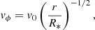 $$ \begin{aligned} v_\phi =v_0\left(\frac{r}{R_*}\right)^{-1/2}, \end{aligned} $$