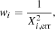 $$ \begin{aligned}&w_i = \frac{1}{X_{i,\mathrm{err} }^2} , \end{aligned} $$