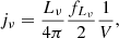 $$ \begin{aligned} j_\nu = \frac{L_\nu }{4\pi }\frac{f_{L_\nu }}{2}\frac{1}{V}, \end{aligned} $$