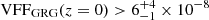 $ \mathrm{VFF}_{\mathrm{GRG}}(z = 0) > 6^{+4}_{-1} \times 10^{-8} $