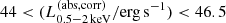 $ 44 < ({L_{0.5{-}2\,{\rm keV}}^{\rm (abs,corr)}}/{\rm erg}\,{\rm s}^{-1}) < 46.5 $