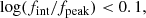 $$ \begin{aligned}&\log (f_{\rm int}/f_{\rm peak}) < 0.1, \end{aligned} $$