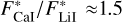 ${{F_{{\rm{CaI}}}^*} \mathord{\left/ {\vphantom {{F_{{\rm{CaI}}}^*} {F_{{\rm{LiI}}}^*}}} \right. \kern-\nulldelimiterspace} {F_{{\rm{LiI}}}^*}} \approx 1.5$