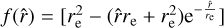 $f\left( {\hat r} \right) = \left[ {r_{\rm{e}}^2 - \left( {\hat r{r_{\rm{e}}} + r_{\rm{e}}^2} \right){e^{ - {{\hat r} \over {{r_{\rm{e}}}}}}}} \right]$