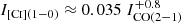 $ I_{[\mathrm{C}\textsc{i}](1{-}0)} \approx 0.035 \; I_{\mathrm{CO}(2{-}1)}^{+0.8} $