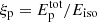 $ \xi_{\mathrm{p}}=E^{\mathrm{tot}}_{\mathrm{p}}/E_{\mathrm{iso}} $