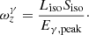 $$ \begin{aligned} \omega _{z}^{\gamma } = \frac{L_{\rm iso}S_{\rm iso}}{E_{\gamma ,\mathrm{peak}}}\cdot \end{aligned} $$