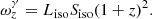 $$ \begin{aligned} \omega _{z}^{\gamma } = L_{\rm iso}S_{\rm iso}(1+z)^2. \end{aligned} $$