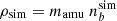 $ \rho_{{\rm sim}} = m_{{\rm amu}}~n_b^{{\rm sim}} $