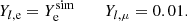 $$ \begin{aligned} Y_{l,\mathrm{e}} = Y_{\rm e}^{\mathrm{sim}} \ \qquad Y_{l,\mu } = 0.01. \end{aligned} $$