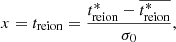 $$ \begin{aligned} x = t_{\mathrm{reion}} = \frac{t_{\mathrm{reion}}^*-\overline{t_{\mathrm{reion}}^*}}{\sigma _0}, \end{aligned} $$