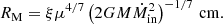 $$ \begin{aligned} R_{\rm M} = \xi \mu ^{4/7} \left(2GM \dot{M}_\text{in}^2\right)^{-1/7}\,\mathrm{cm.} \end{aligned} $$