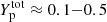 $ Y_{\mathrm{p}}^{\mathrm{tot}} \approx 0.1 {-} 0.5 $