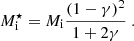 $$ \begin{aligned} M_{\rm i}^\star = M_{\mathrm{i}} \frac{(1-\gamma )^2}{1+2\gamma } \ . \end{aligned} $$