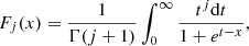 $$ \begin{aligned} F_j(x) = \frac{1}{\Gamma (j+1)}\int _{0}^{\infty }\frac{t^j\mathrm{d}t}{1+ e^{t-x}}, \end{aligned} $$