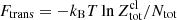 $ F_{\mathrm{trans}} = {-k_{\mathrm{B}} T \ln{Z^{\mathrm{cl}}_{\mathrm{tot}}}}/{N_{\mathrm{tot}}} $