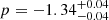 $ p = -1.34_{-0.04}^{+0.04} $