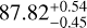 $87.82_{ - 0.45}^{ + 0.54}$