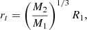 $$ \begin{aligned} r_t = \left(\frac{M_2}{M_1}\right)^{1/3}R_1, \end{aligned} $$